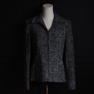 Tribu | Wool Tweed Zip Up Jacket in Black & White